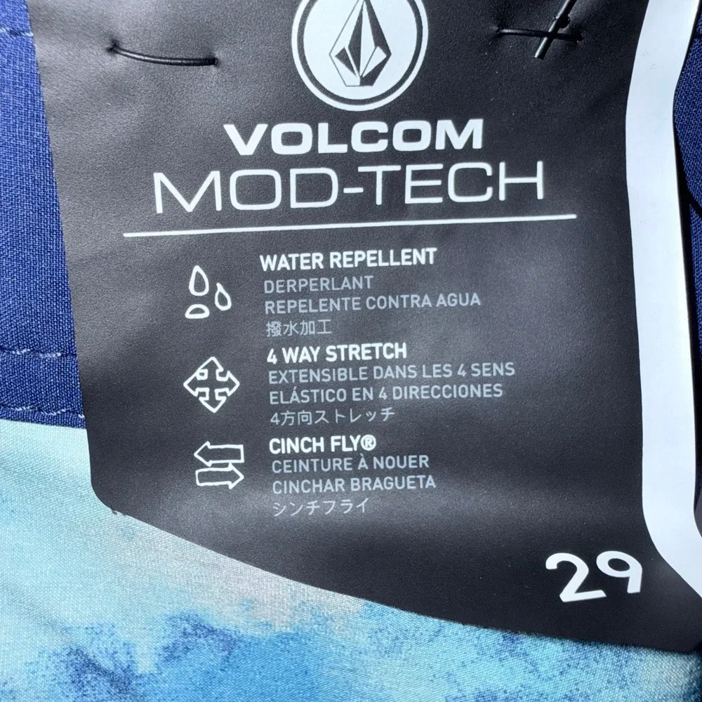 Volcom Boys 29‎ 18 Blue Tie Die Board Shorts Unlined Swim Shorts NWT